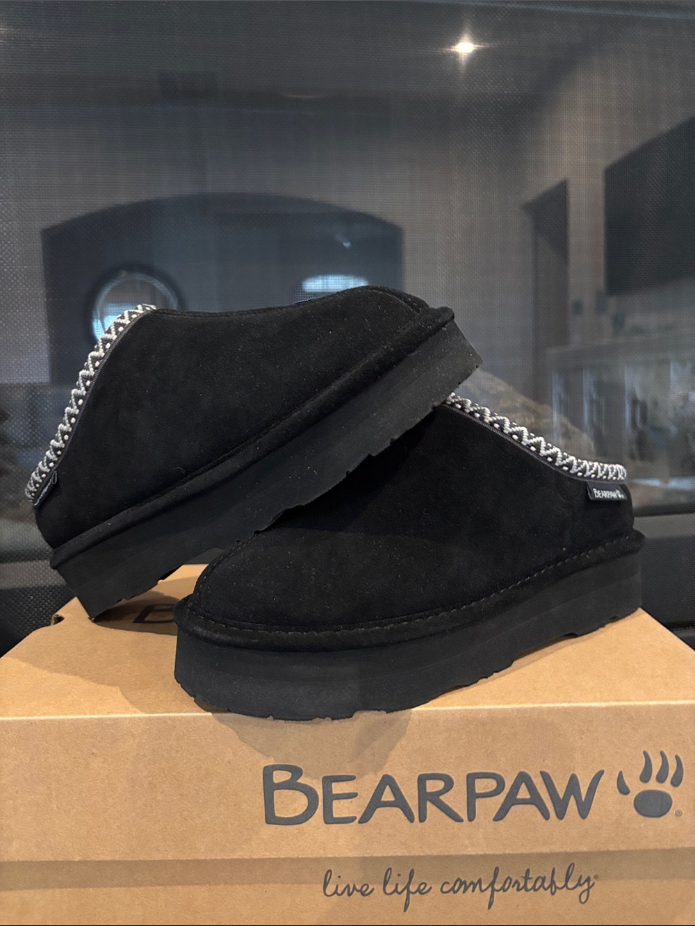 Bearpaw Martis booties,cow suede,wool blend,sheepskin,repel treated rugged